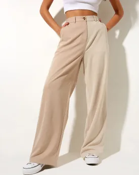 Abba Trouser in Contrast Tan and Beige