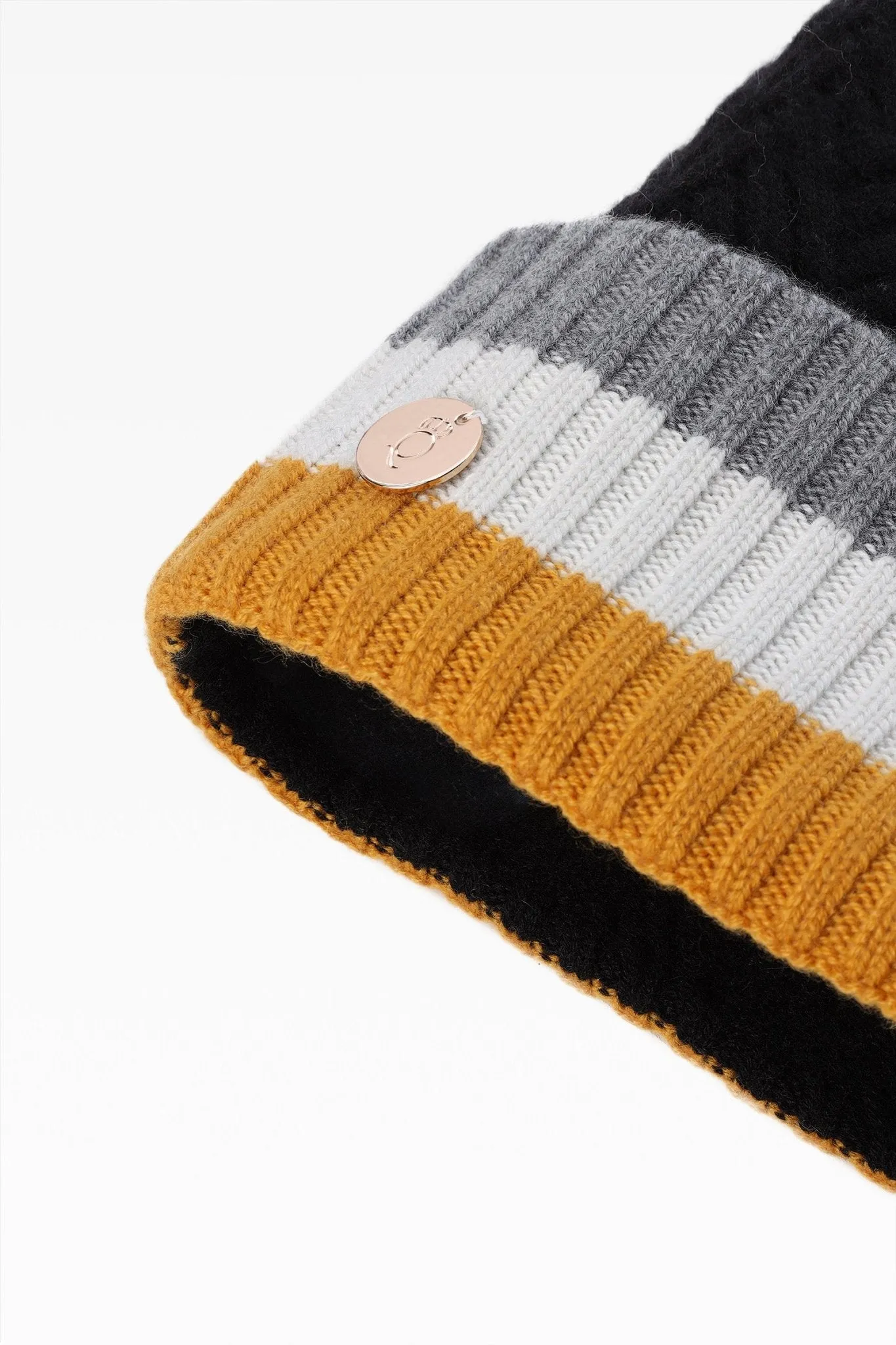 Andie Stripe Pom Hat with Detachable Faux Fur Pom