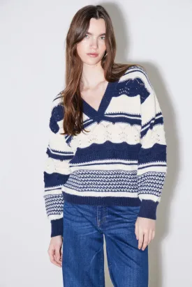 Ash V-Neck Jumper (Total Eclipse Strip)