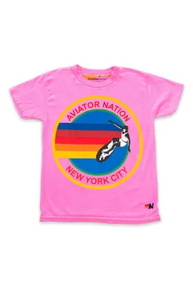 AVIATOR NATION NEW YORK CITY KIDS TEE - NEON PINK