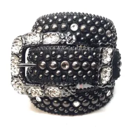 b.b. Simon Black Pony Hair Crystal Belt