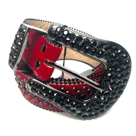 b.b. Simon Black Red Pony Hair Crystal Belt