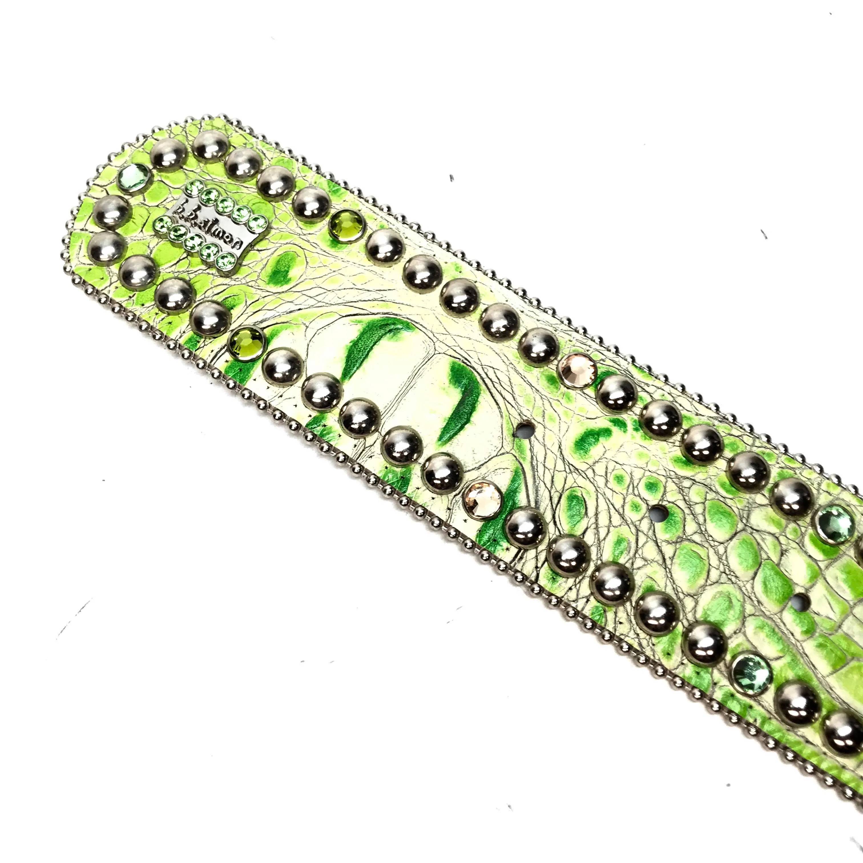 b.b. Simon 'Lime Croc' Thick 2.5" Crystal Belt