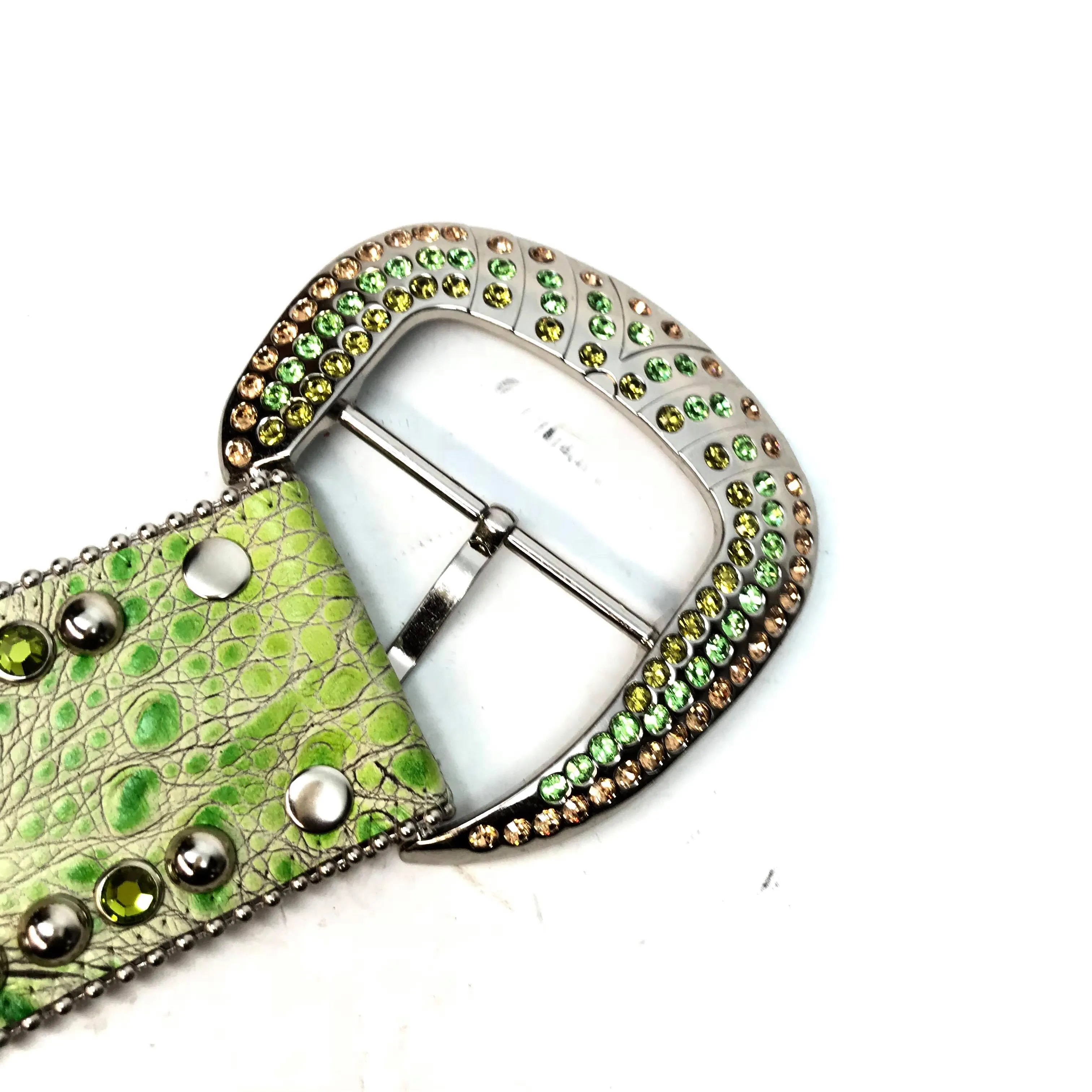 b.b. Simon 'Lime Croc' Thick 2.5" Crystal Belt