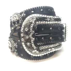 b.b. Simon "Double Studded Skull Pony Hair" Crystal Belt