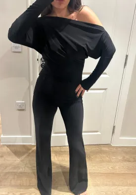 Black Off Shoulder Suit