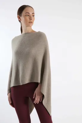 Brown Pure Hand-Knitted Cashmere Poncho