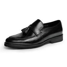 Burnished Genuine Leather Tassel Casual Loafer