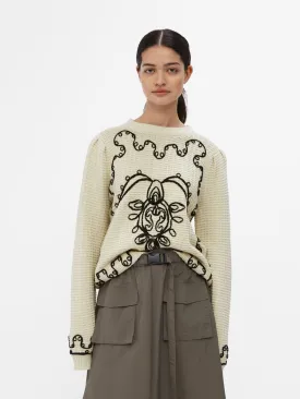 CHIO EMBROIDERED KNIT JUMPER (SANDSHELL/BLACK)