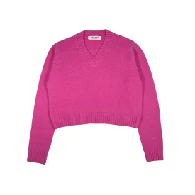 Cropped Cashmere V-Neck Sweater