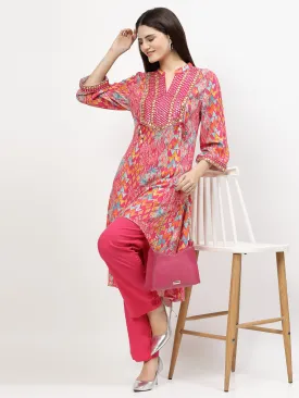 Ethnic Motifs Printed Regular Mirror Work Kurta with Trousers