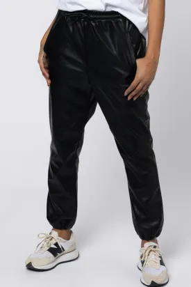 JULIETTE BIO PU JOGGER LONGER LENGTH (BLACK)