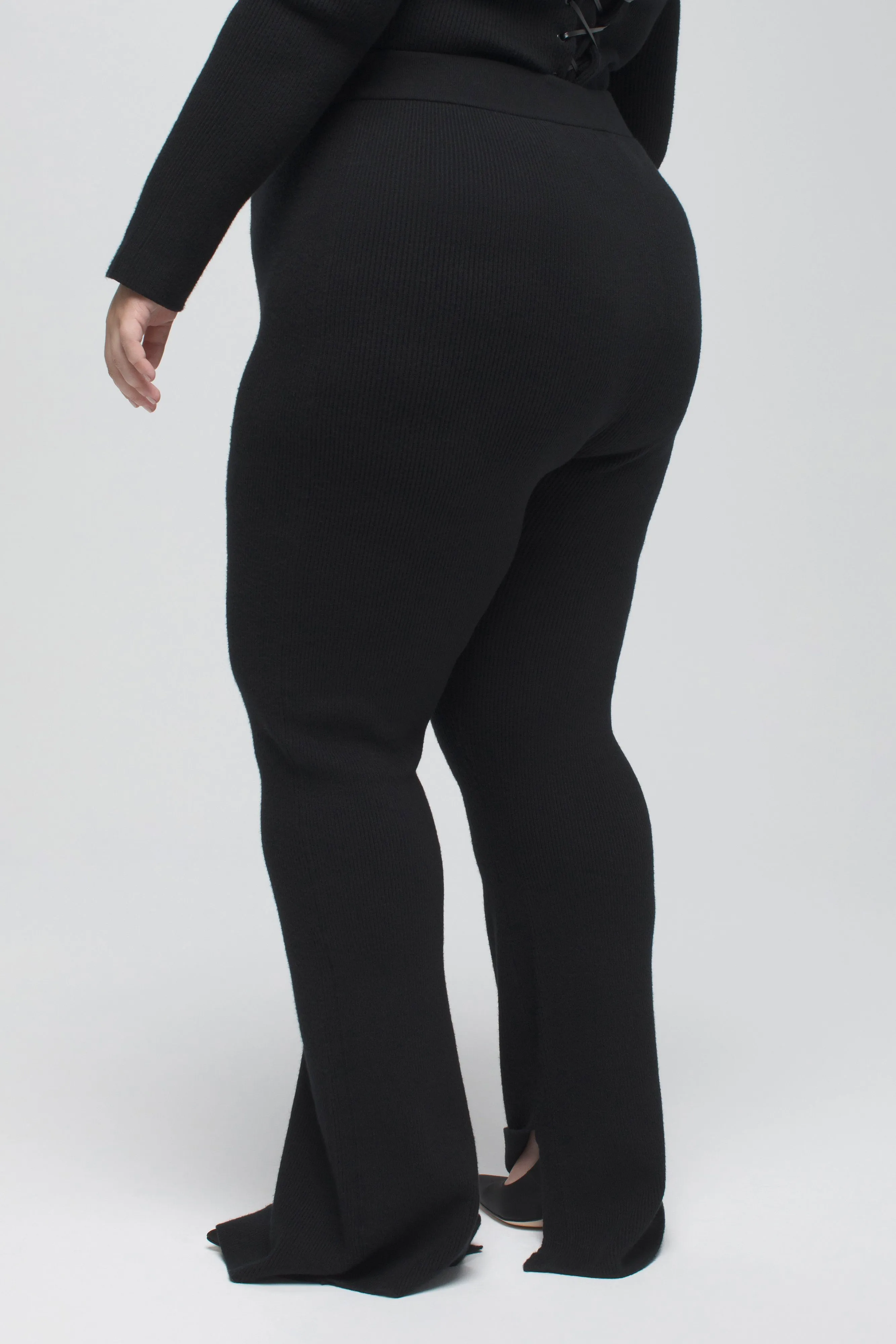 LACE UP RIB PANT | BLACK001