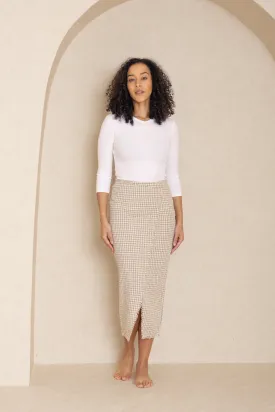 Light Blue Checkered Faux Wrap Skirt