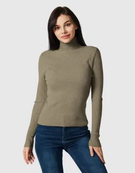 Lightweight Ribbed Turtleneck for Women-Slim Fit