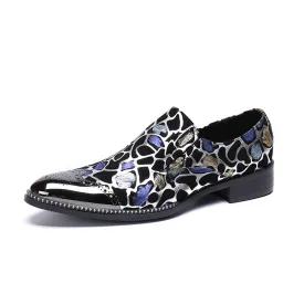 Men Low Top Printed Oxford Shoes