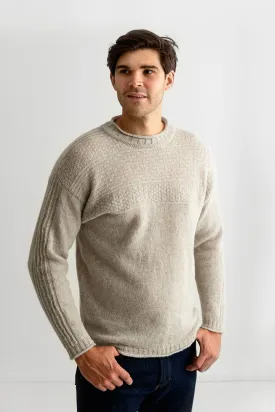 Mens Breakwater Shetland Gansey Jumper - Putty