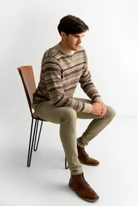 Mens Fair isle Kinnaird Jumper - Oatmilk