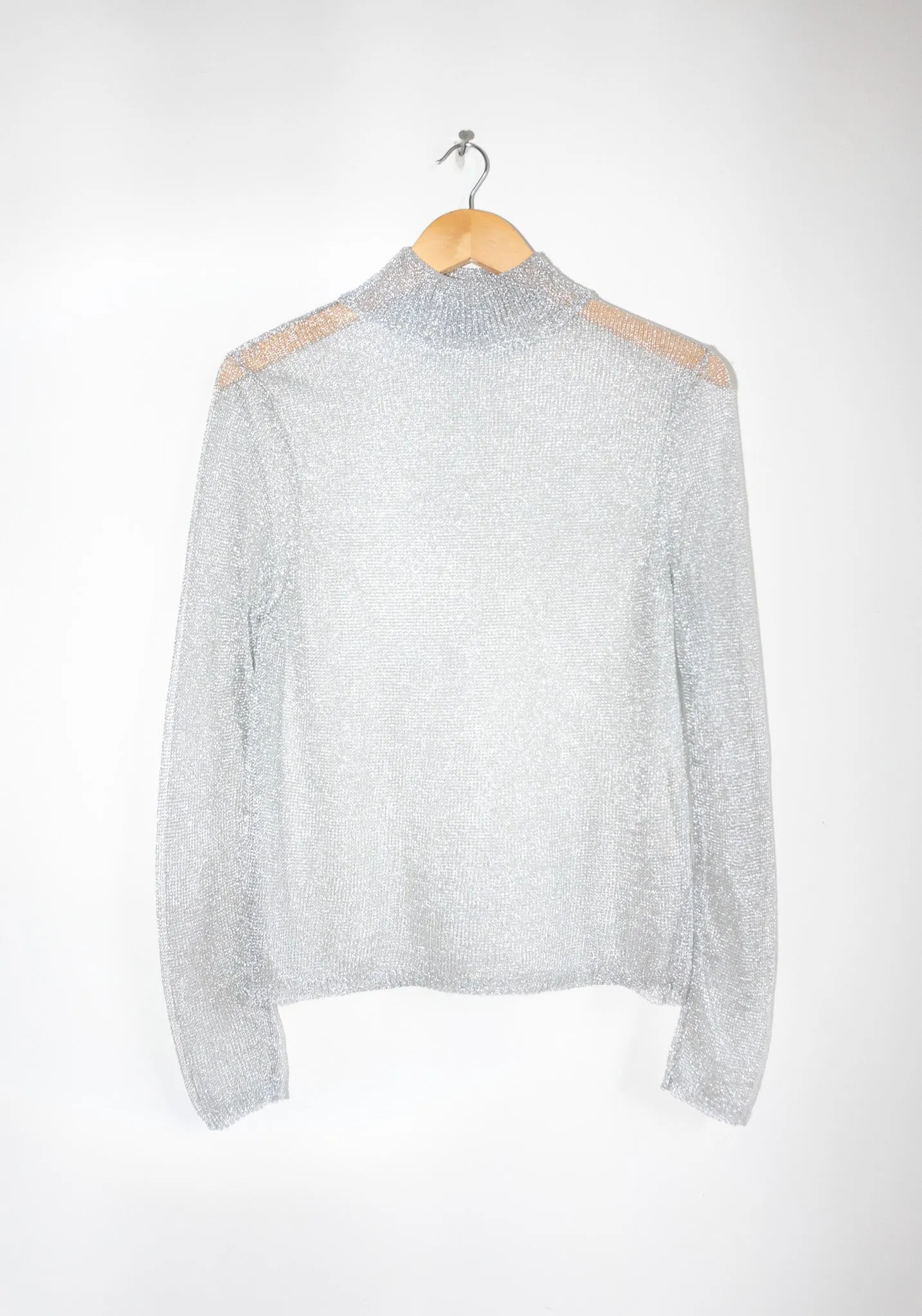 Mesh Turtleneck Sweater