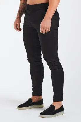 SLIM FIT HIGH WAISTED TROUSER - BLACK