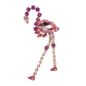 Swarovski Crystals Pink Flamingo Brooch