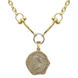 Tat2 Desings Gold George II Crystal Bezel Horsebit Necklace