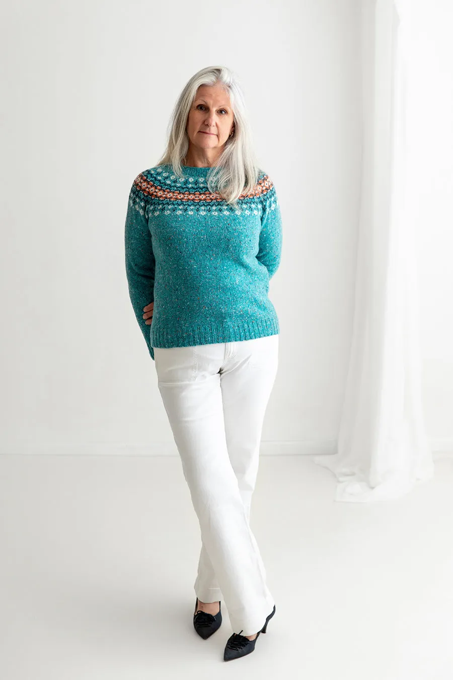 Womens Croft II Yoke Fair Isle Jumper - aqua