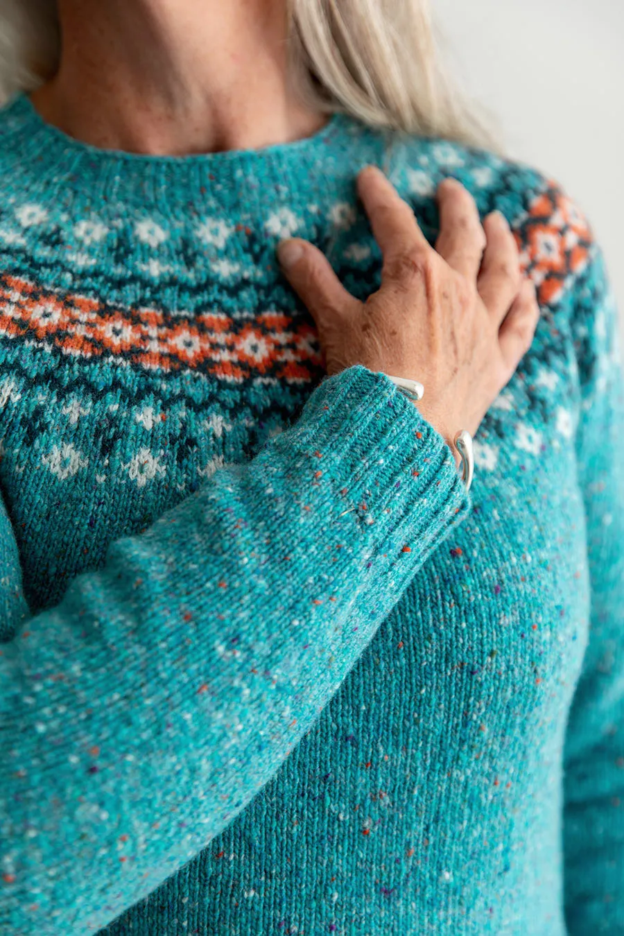 Womens Croft II Yoke Fair Isle Jumper - aqua