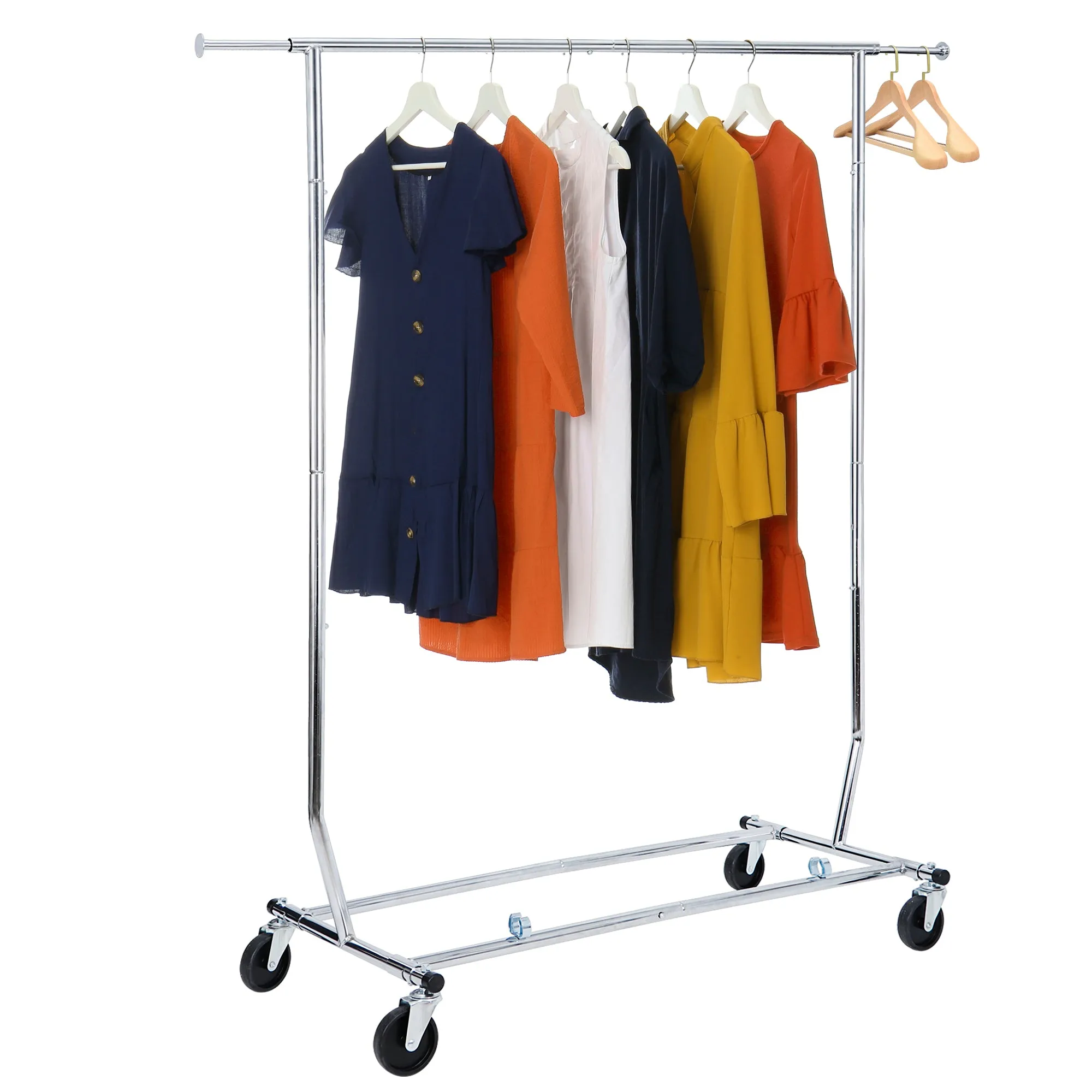 ZENY™ Commercial Grade Clothing Garment Rack, Heavy Duty Clothes Rack on Wheels, with Extendable Hanging Rail