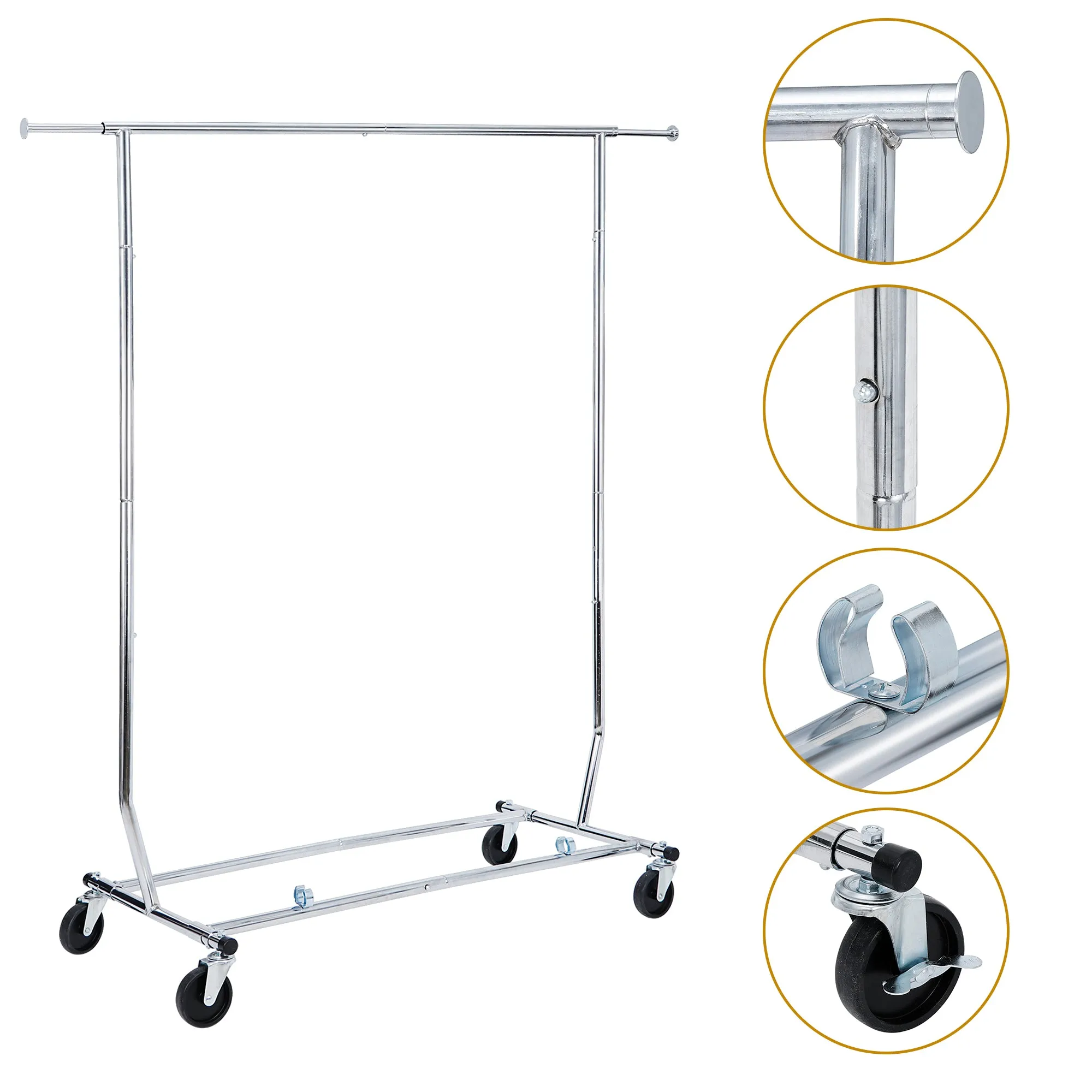 ZENY™ Commercial Grade Clothing Garment Rack, Heavy Duty Clothes Rack on Wheels, with Extendable Hanging Rail